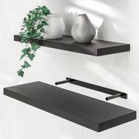 CASARIA® Floating Shelves Including Bracket Wall Shelving Living Room Kitchen Bedroom Office 38mm Thick Hidden Wall Fixing 15kg Capacity MDF 70cm schwarz (de)