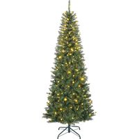 Sapin de Noël artificiel - HOMCOM - 210 cm - 350 lumières, 1273 pointes, support en métal pliable - plastique - vert