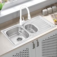 JASSFERRY 98x51 cm Küchenspüle 1,5 Becken Einsatz, Umkehrbarem Abtropffläche Waschbecken
