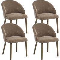 DAYALANE Dining Chairs 4Pcs in Chenille Padded Retro Rustic Chairs Vintage Kitchen Chairs with Wood Legs for Living Room Restaurant, Brown