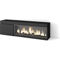 Skraut Home - Mueble TV, Televisión, Muebles de salón, almacenaje, 160, Para TV hasta 65", Chimenea eléctrica XXL, Estilo Moderno, Negro