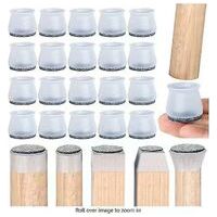 Starlight-chair Glides, 20 Pieces Chair Leg Protectors, Chair Pad, Clear Silicone Floor Protectors For Chair Legs With Felt Glides, For Hardwood And T-Crezuo