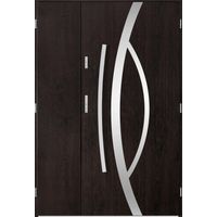 Porte d'entrée double CASTOR 130x200 cm wengé - Poignée et serrure : Avec - Poussant: Gauche