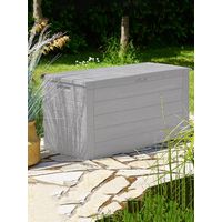 Garden storage box 280l capacity grey plastic