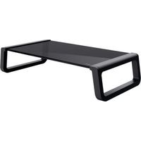 Trust Monta Support de Moniteur, Support Écran PC en Verre Trempé 41 x 22 x 10 cm, Réhausseur d'Écran Bureau Ergonomique, Organisateur de Table pour Ordinateur Portable, Mac, Travail - Noir (25271)