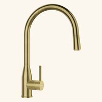 Schock – Robinet mitigeur de cuisine doré – Douchette extractible mono jet – Hauteur sous bec 214mm – Rotation 360° – Cartouche céramique