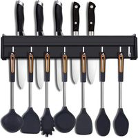 Kitchen Utensil Holder with Hooks, Wall Mounted Kitchen Utensil Rack, Kitchen Wall Mounted Pot Holder for Knives, Wall Hanging Pot Holder for Hanging Cooking Utensils