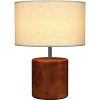 Lámpara de Mesa Rústica Lámpara de Mesita de Noche con Base Pantalla de Lino Interruptor Basculante Marrón
