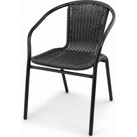Linder Exclusiv Poly Rattan Gartenstuhl Terrasse Stuhl Dunkelgrau/Schwarz
