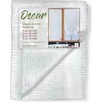 Paire de rideaux en verre blanc Oscar – Moderne semi-transparent en polyester rayé – 2 draps élégants, lavables, prêts à l'emplo LA PAIRE (2 RIDEAUX) CM. 70X240