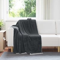 vidaXL Jeté Gris foncé 130 x 150 cm Toison