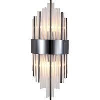 Otto - Schwarze Kristallwandleuchte 600x200 mm, 1xE14, Metall und Kristallglas, Schwarz