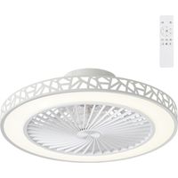 Ventilateur Plafond Moderne 48cm, Plafonnier Ventilateur avec Lumière LED Dimmable 3 Couleur 40W, 6 Vitesses Réversible Ventilateur de Plafond avec Télécommande Intelligent Timer, Chambre Salon [Class