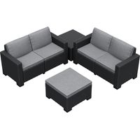 Keter California Double 2 Seater Outdoor Garden Furniture Lounge Set - Graphite
