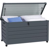 Baúl de Exterior de Acero Galvanizado con 4 Ruedas 2 Asas y 1 Cerradura con Llave 120x62x66 cm Gris Oscuro
