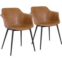 Lot de 2 fauteuils industriel en acier et textile marron