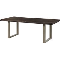 Table à manger 200x100 en bois de manguier laqué gris taupe pieds en U gris FREEFORM 5
