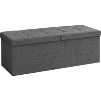 Songmics – Banc de rangement pliable 110 x 38 x 38 cm – Tissu imitation lin – Charge 300 kg – Confortable et facile à assembler