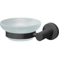 Colore Matt Black and Frosted Glass Industrial Style Wall Mounted Soap Dish