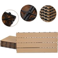 Wolketon 24er Set WPC Terrassenfliesen für Garten, 4 Lamellen, 30 × 60 cm, Klicksystem, Holz-Kunststoff-Verbund in Teakoptik