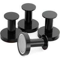 Magnetische Garderobe, Magnethaken, 4 extrem starke schwarze Wandhaken, Türgarderobe mit seltenem Neodym-Metallmagneten, Kühlschranktürhaken