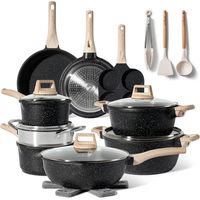 Batterie de cuisine 21 pièces en granit, antiadhésive, compatible induction