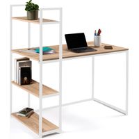 Libreria scrivania DETROIT design industriale legno e metallo bianco