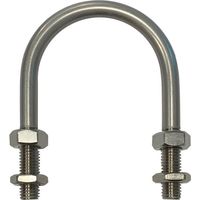 U-Bolt M12 x40mm Thread, 90mm Inside Diam, 130mm Inside Height T304 Stainless Steel