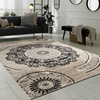 Paco Home Teppich Wohnzimmer Kurzflor Orient Design Vintage Mandala Muster Braun Beige 80x150 cm