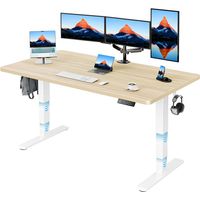 Bureau réglable en hauteur 160 x 80 cm, plateau complet, bureau électrique réglable en hauteur de 60 à 125 cm, piètement à 3 niveaux supportant jusqu'à 120 kg et équipé de 2 moteurs, bureau assis-debo