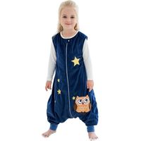 Gigoteuses Bébé Fille Garçon avec des Pieds Hiver Automne Pyjama, Bleu Foncé, 5-6 Ans,L