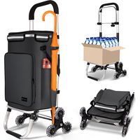 VOUNOT Folding Shopping Trolley, Aluminium Lightweight Shopping Cart 60L Black