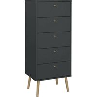 Commode Yaounde, 5 tiroirs, ouverture coulissante, 39.1x50.2x120.1h cm Gris