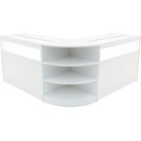 Set Mostradores Comerciales "THESEUS" Blanco 2x B1200+1xLM60 MDF y vidrio templado Estantes y puertas corredizas con cerradura Fácil Montaje Mostrador Recepción Expositor Comercial Mesa