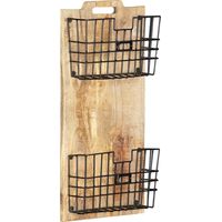 Porte-revue mural 33x10x67 cm Bois de manguier solide brut vidaXL