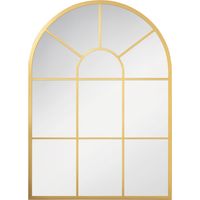 Espejo Decorativo de Pared 50x70cm Espejo de Ventana de Metal para Salón Dormitorio Entrada Estilo Moderno Dorado