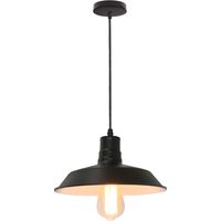 Pendelleuchte, Retro Hängelampe mit E27 Fassung, Industraille Stil Kronleuchter mit Ø26cm Eisen Lampenschirm für Esszimmer Wohnzimmer Restaurant (Schwarz & Weiß)