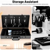 Boîte à outils de coiffure, mallette de transport de voyage pour outils de coiffure, avec serrure à code, trousse de voyage multifonction, support de tondeuse de salon de coiffure avec