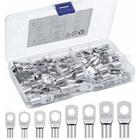 Kit de bornes à sertir, bornes électriques 6 mm², 10 mm², 16 mm², 25 mm², bornes à anneau, bornes en cuivre étamé, connecteurs SC, adaptés aux batteries automobiles et motos (120 pièces).
