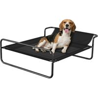 Cama elevada perros refrescante transpirable malla textilene reposacabezas inclinado negro 106x81x33 cm