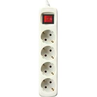 Bornier électrique de 4 Connecteurs femelles Interrupteur et câble 3 mètres Couleur Blanc