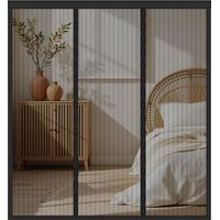 Moustiquaire Porte Fenetre Magnetique, Puissants Aimants, Moustiquaire pour Porte, Double Ouverture Latérale, Maille Très Dense Aimantée Rideau Anti Mouches et Insectes avec Ruban Adhésif, Noir