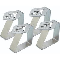 KitchenCraft Set de Clips Sujeta Manteles de Acero Inoxidable, Forma de Sol, 4 Unidades - Plata