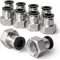 10 pezzi manicotto per scheda con diametro esterno di 6 mm x raccordo pneumatico passante femmina BSP da 3/8", adattatore per linea aria a sgancio rapido PCF6-03