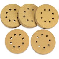 Lot de 100 Disques Abrasifs, 125 mm avec Crochet Et Boucle 60 80 120 150 220 Grains 8 Trous Assortis pour Ponceuse Orbitale Aléatoire