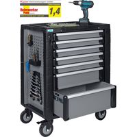 Chariot à outils Küpper, 7 tiroirs, verrouillage centralisé, charge maximale 210 kg, 1 roulette blocable