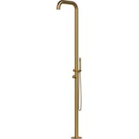 SINED Douche Exterieure en Acier Inox 316L Couleur Or avec Mitigeur et Douchette Structure Accessoires AISI 316L Diametre 6 cm Hauteur 2300 mm pour Interieur et Exterieur DOCCIA CHIA ORO