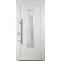 Meeth – Porte d'entrée bois 88cm x 208cm – Intérieur et extérieur blanc – Sens d'ouverture tirant gauche – Isolation thermique 1,6 Ud (W/m²K)
