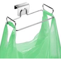 Two large stainless steel garbage bag holders, suitable for cabinets, under sinks, garbage cans, and kitchen waste, chrome color.