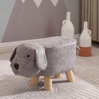 Tabouret Enfant Bois Petit Chien Mignon, Tabouret Bas Cartoon pour Maison Jardin d'Enfants Gris